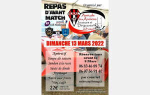 LES ANCIENS VOUS INVITENT AU REPAS D'AVANT MATCH